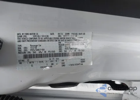 2013 Ford C-Max Hybrid Se z USA, uszkodzony, nr VIN 1FADP5AUXDL553485